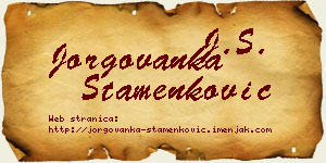 Jorgovanka Stamenković vizit kartica